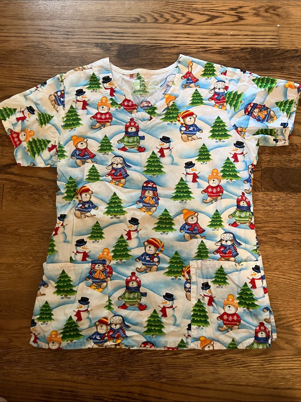 Winter Teddy Scrub Top Size S
